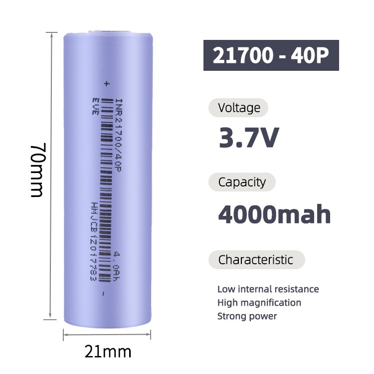 EVE INR21700 battery 21700 40P battery rechargeable high capacity cells 21700 4000mah battery