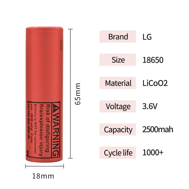 LG 3.6V 18650 Lithium Battery Li Ion Batteries Cell