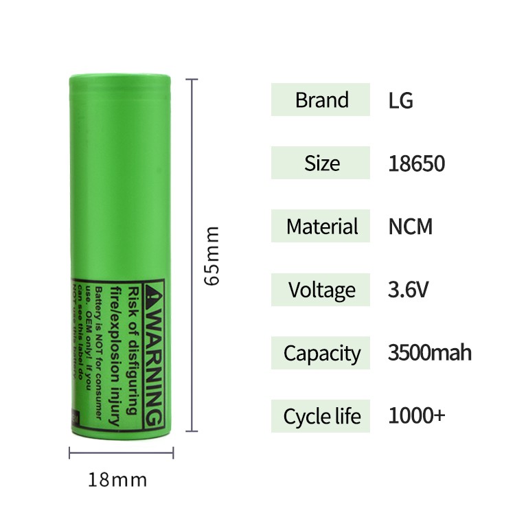 LG 3.6V 18650 Lithium Battery Li Ion Batteries Cell