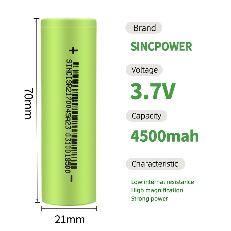 SINCPOWER 3.7V 18650 21700 2600mah 4500mah Lithium Battery Li Ion Batteries Cell