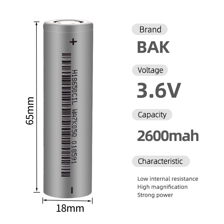 BAK 3.6V 18650 Lithium Battery Li Ion Batteries Cell